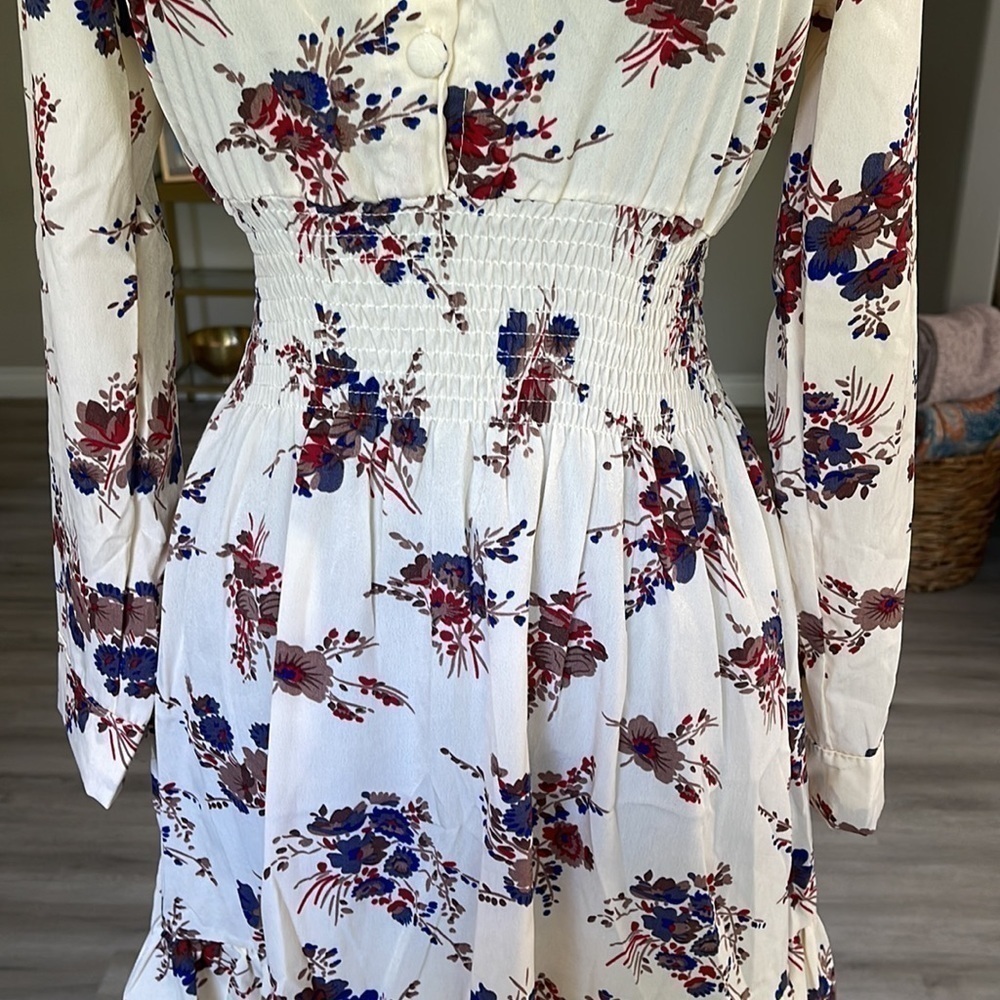 Floral Long Sleeve Dress A Line Size Small - Picture 7 of 11